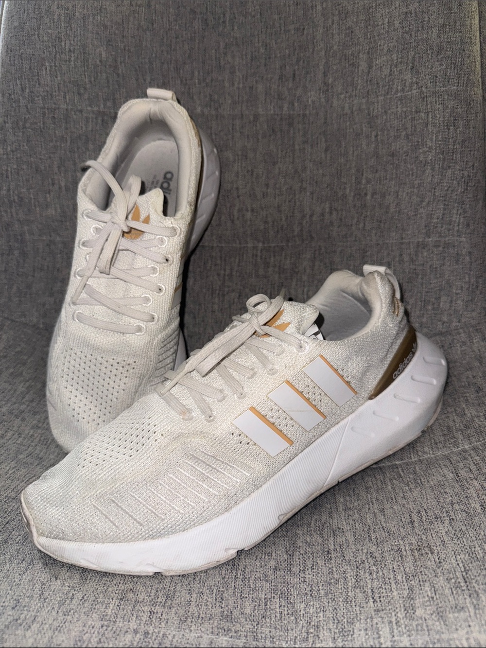 adidas Women’s White and Gold Running Sneakers